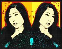 Japanese Girl - Mixed Printmaking - By Otis Porritt, Pop-Art Printmaking Artist