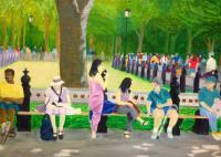 Central Park Sunday - Oil On Linen Paintings - By Leslie Dannenberg, Realism Painting Artist