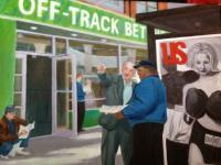 New York City Scenes - Off-Track Betting - Oil On Canvas