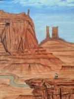 Canyons Buttes  Mountains - Enjoying The View - Oil On Canvas