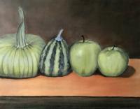 Still Life In Green - Oil On Canvas Paintings - By Leslie Dannenberg, Realism Painting Artist