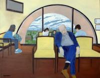 The Waiting Room - Oil On Canvas Paintings - By Leslie Dannenberg, Realism Painting Artist