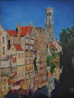 Bruges - Oil On Canvas - 50 X 60 Cm Paintings - By Massimo Franzoni, Figurative Painting Artist